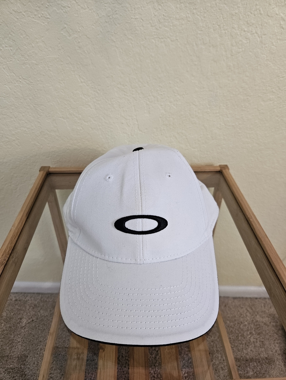 Oakley White Cap with Black Oval Logo